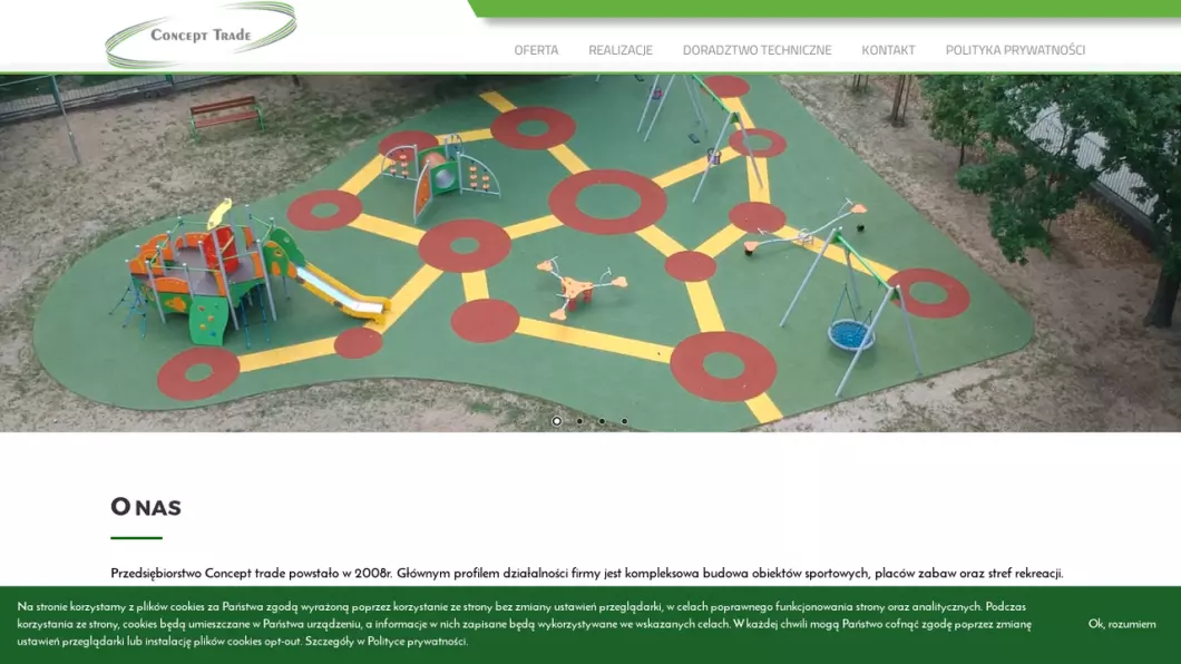 Zrzut ekranu strony Budowa obiektów sportowych - realizacja projektów | Concept Trade