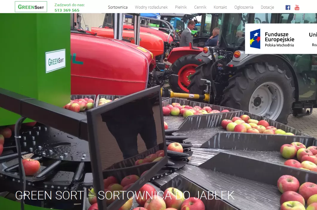 Zrzut ekranu strony Sortownice do owoców - Green Sort