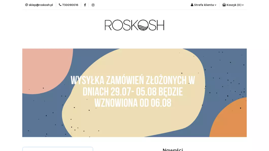 Zrzut ekranu strony Roskosh