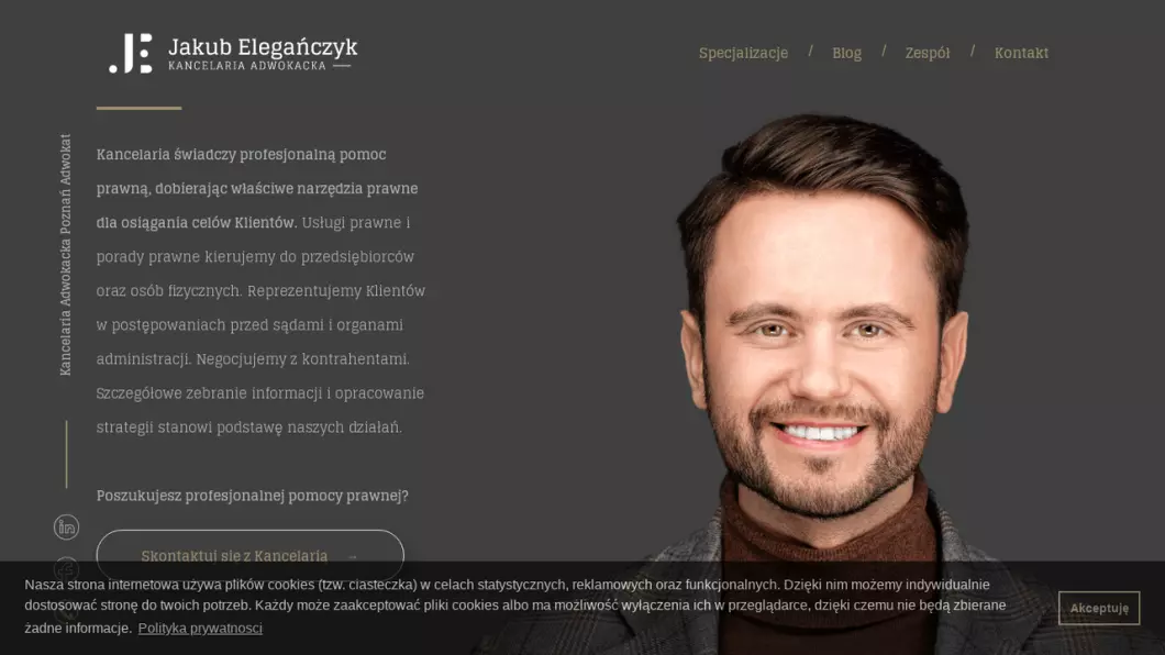 Zrzut ekranu strony Kancelaria Adwokacka Adwokat Jakub Elegańczyk